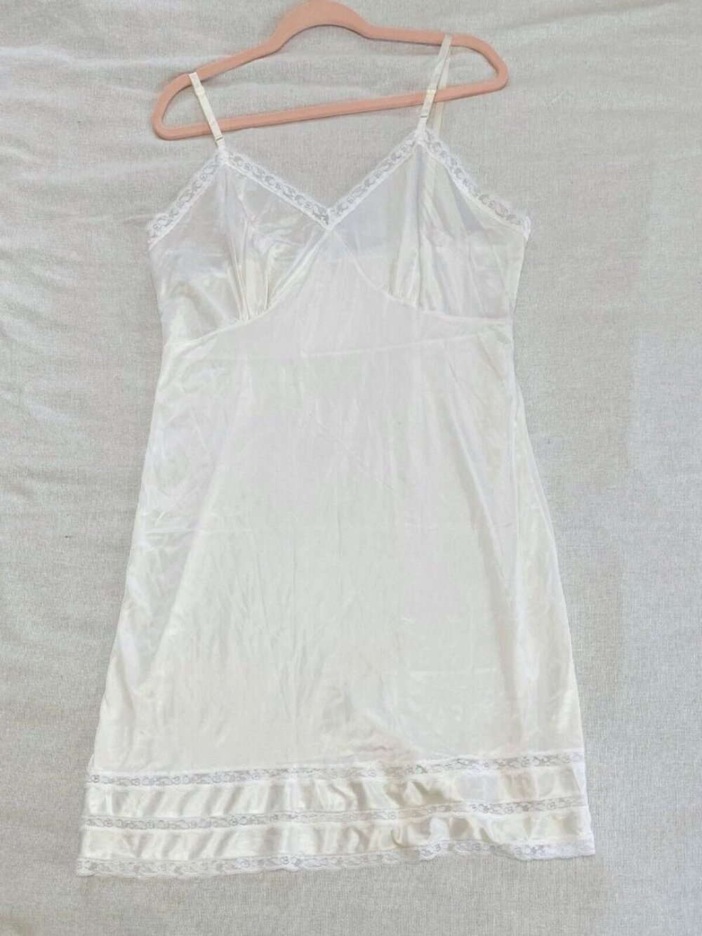 Vintage Dusk to Dawn Slip Coquette Twee Goth Cream Lace Trim 42C Lingerie